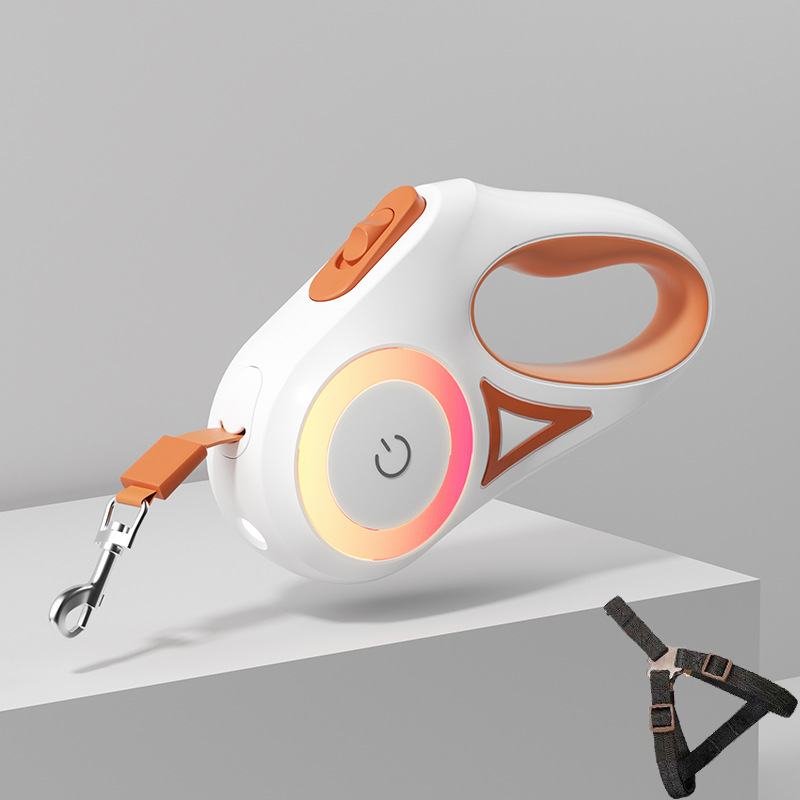 Dog hand holding rope small and medium-sized dogs with light automatic retractable dog leash dog leash Teddy Corgi outing pet supplies