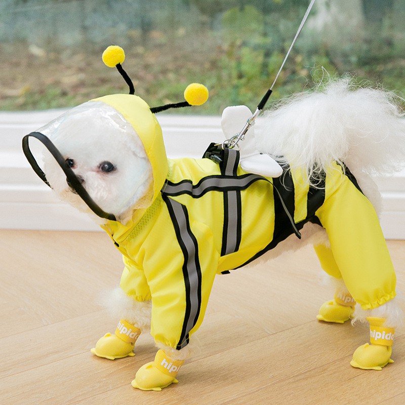 Waterproof Four-Legged Dinosaur Dog Raincoat