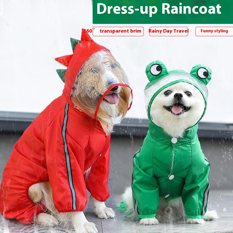 Lovinpet Cartoon Dog Raincoat - Waterproof Hooded Poncho for All Dog Sizes