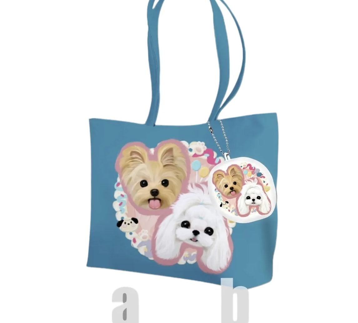 Labidesign pet cat and dog cute pet graphic customization hand-painted diy single-shoulder leather bag walking and bending tote large capacity