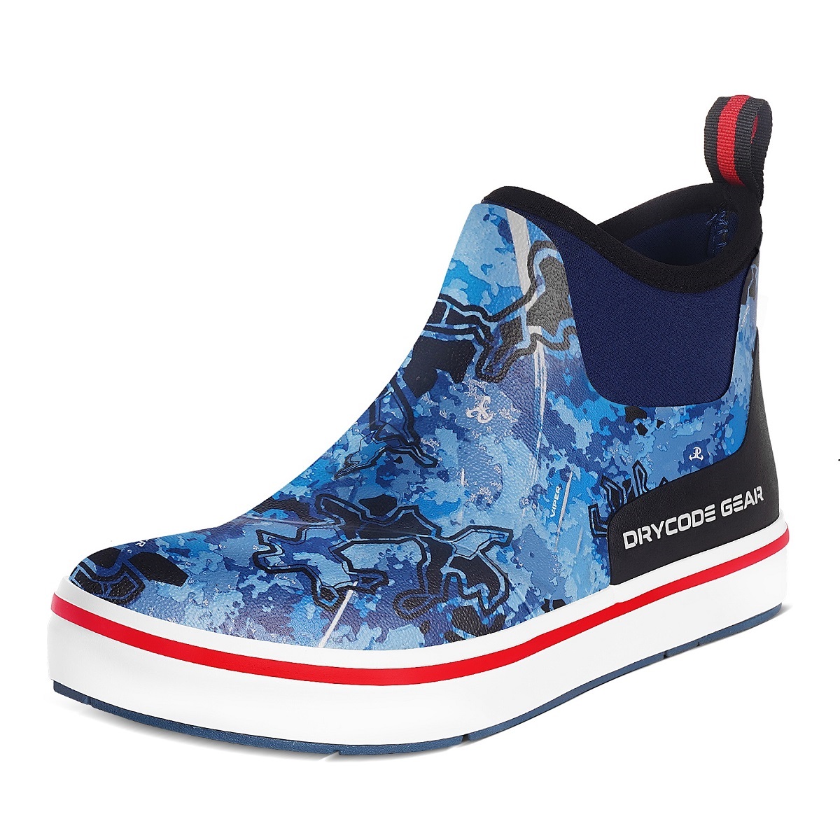 DRYCODE Deck Fishing Boots （Blue Camo）, Anti-Slip Rubber Ankle Boots