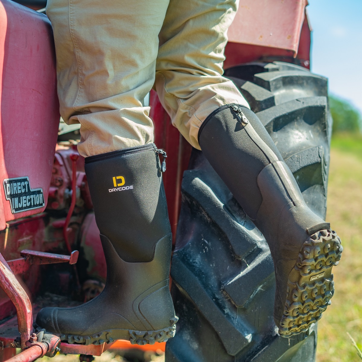 Anti Slip Men's Rubber Boots (Black), Waterproof Work Boots with Steel