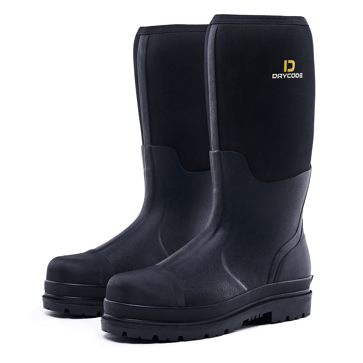 DRYCODE Men's Work Boots （Black) with Steel Shank, Warm 6mm Neoprene