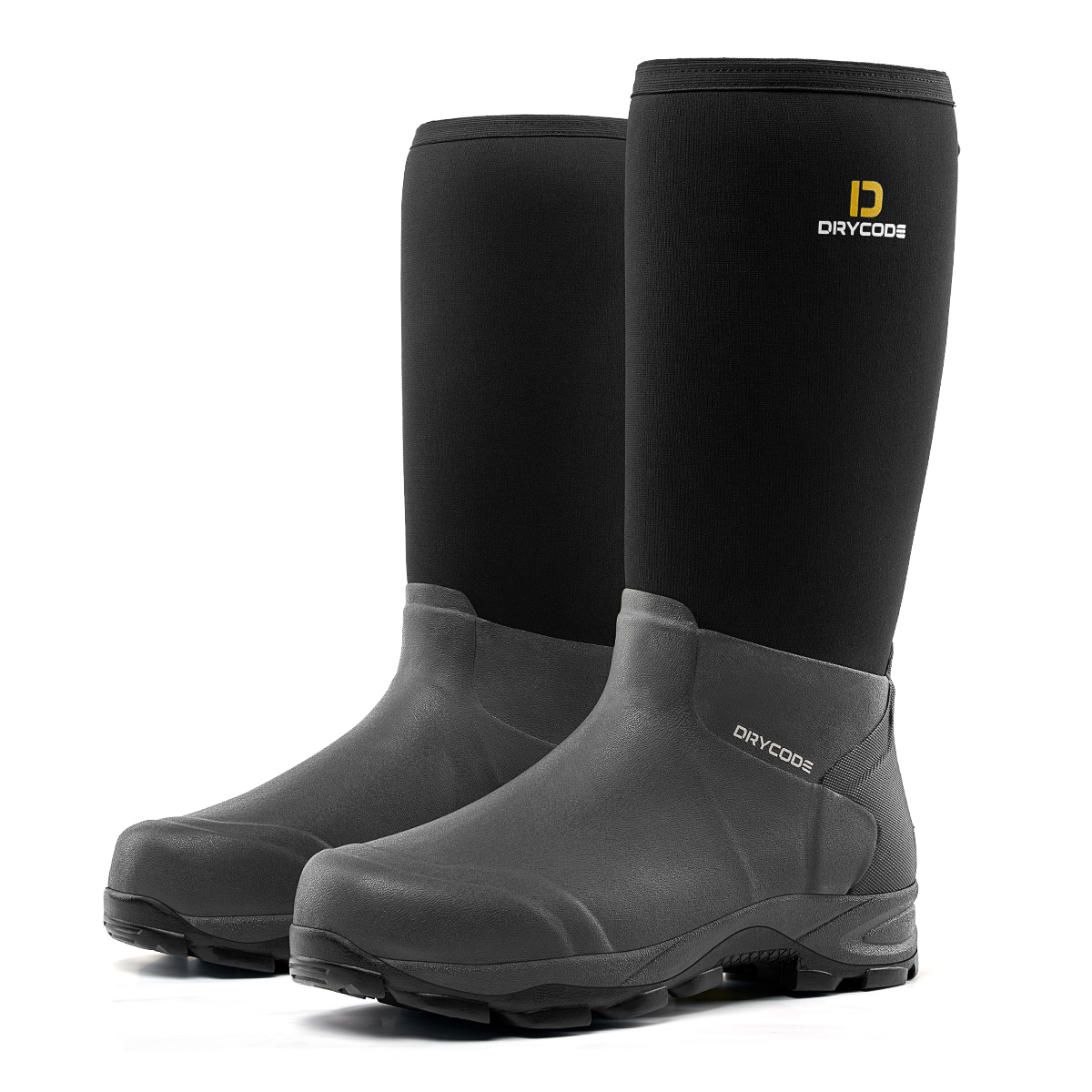 DRYCODE Rubber Hunting Boots (Black) for Men, 5.5mm Neoprene Lightweig