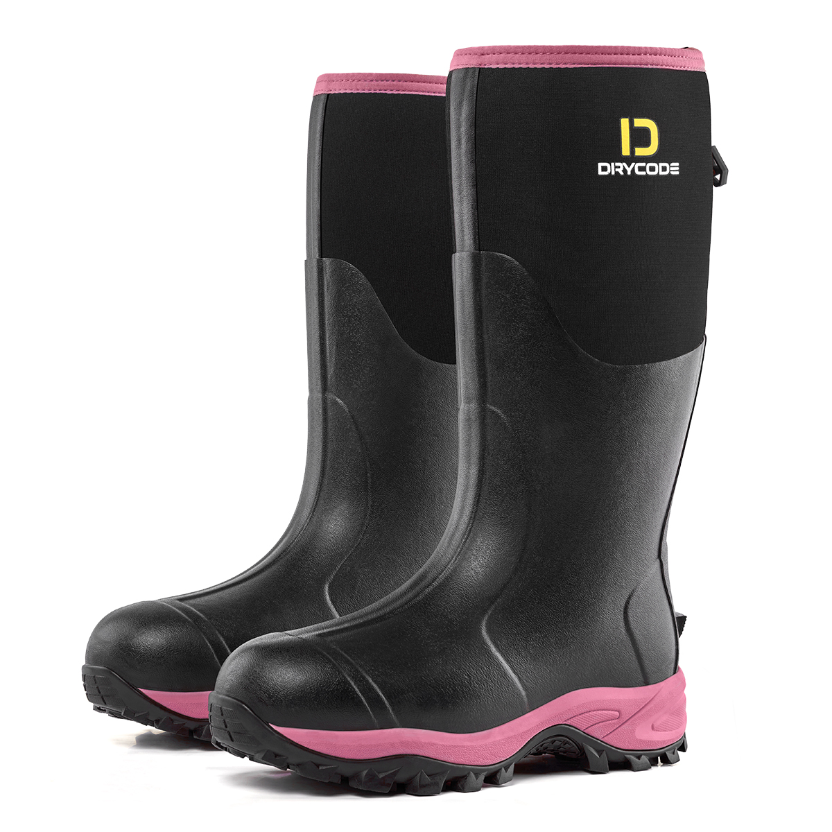 DRYCODE Tall Rubber Boots (Pink with Steel Shank, 6mm Neoprene Women ...