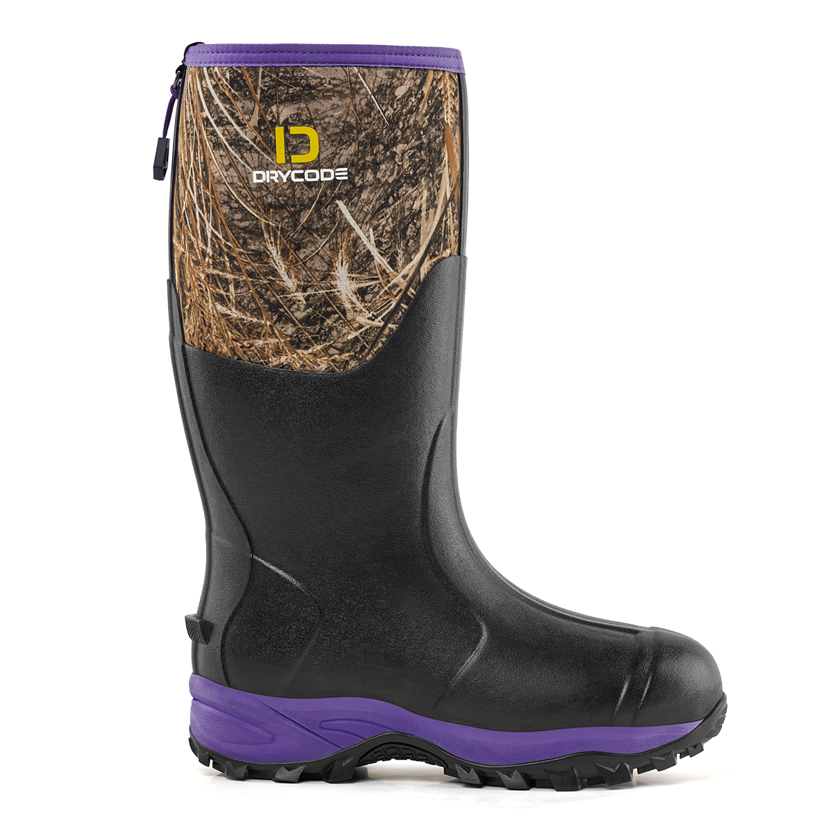 DRYCODE Tall Rubber Boots (Purple) with Steel Shank, 6mm Neoprene Women Rain Boots