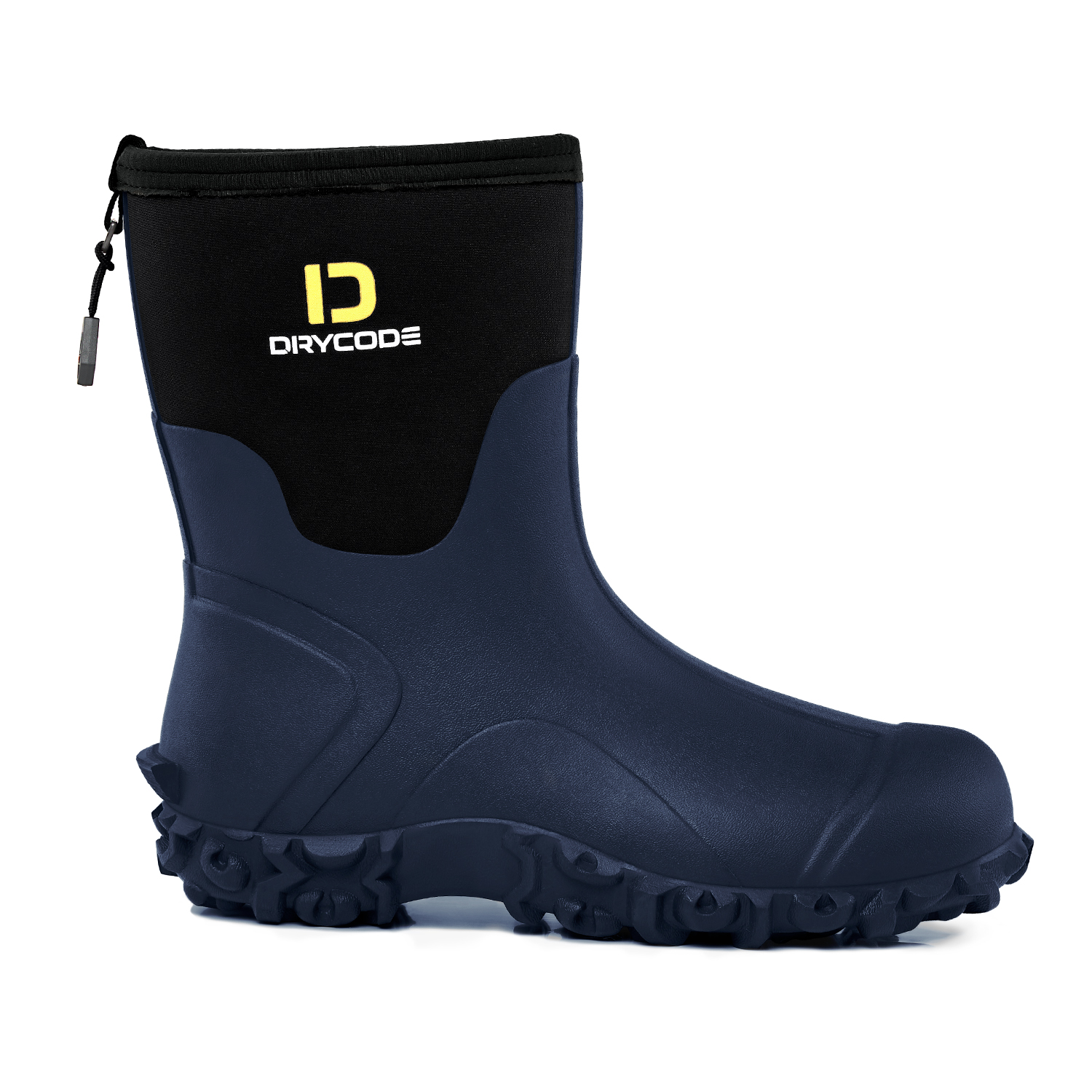 DRYCODE Waterproof Rubber Boots for Men (Blue) with Steel Shank, Mid Calf Rain Boots