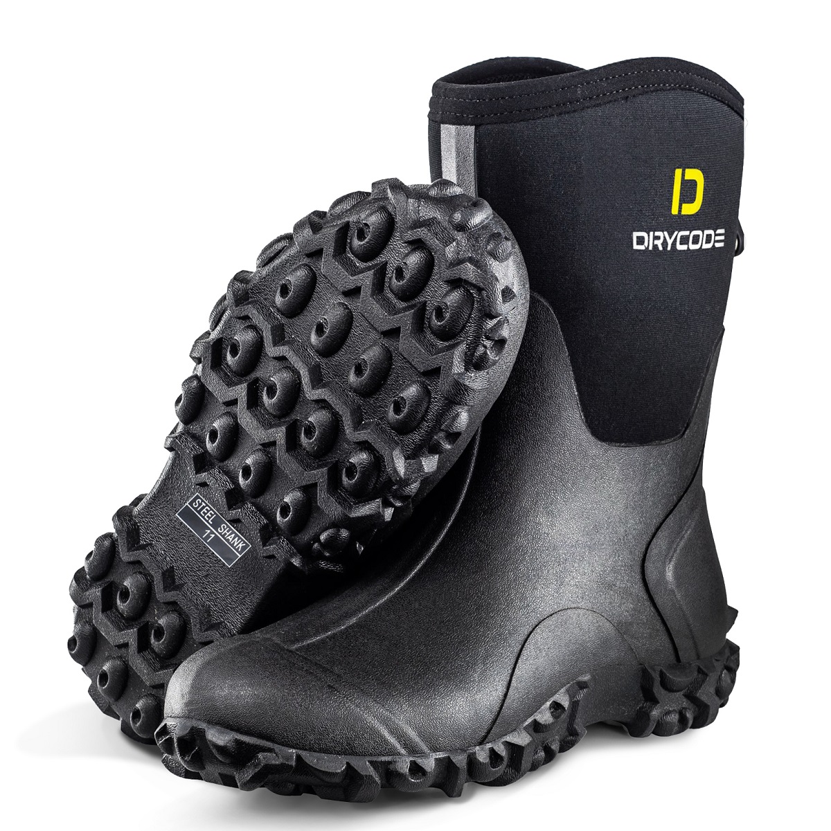 Short steel shop toe rubber boots