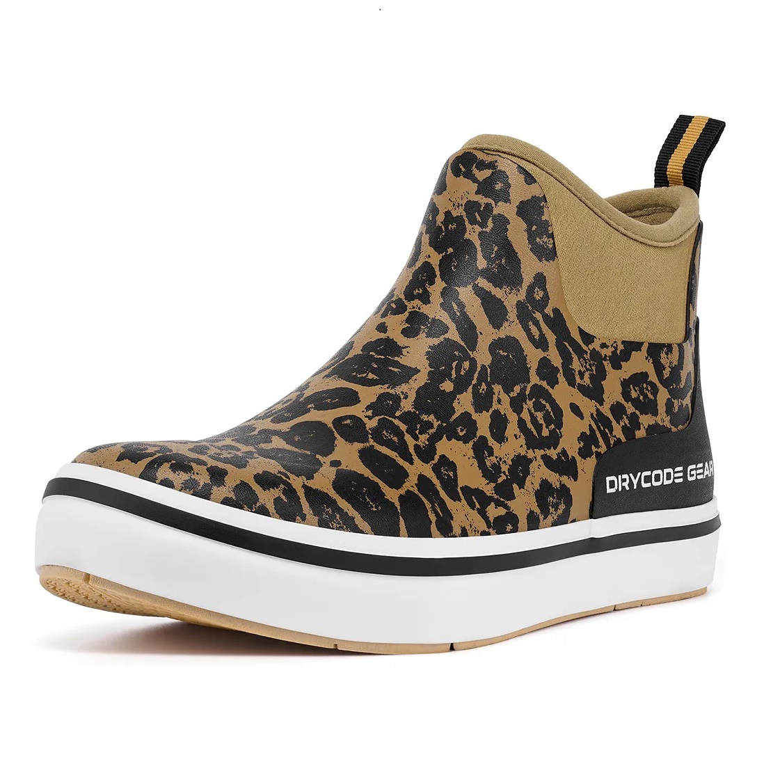 DRYCODE Deck Fishing Boots （Leopard Print）, Anti-Slip Rubber Ankle Boo