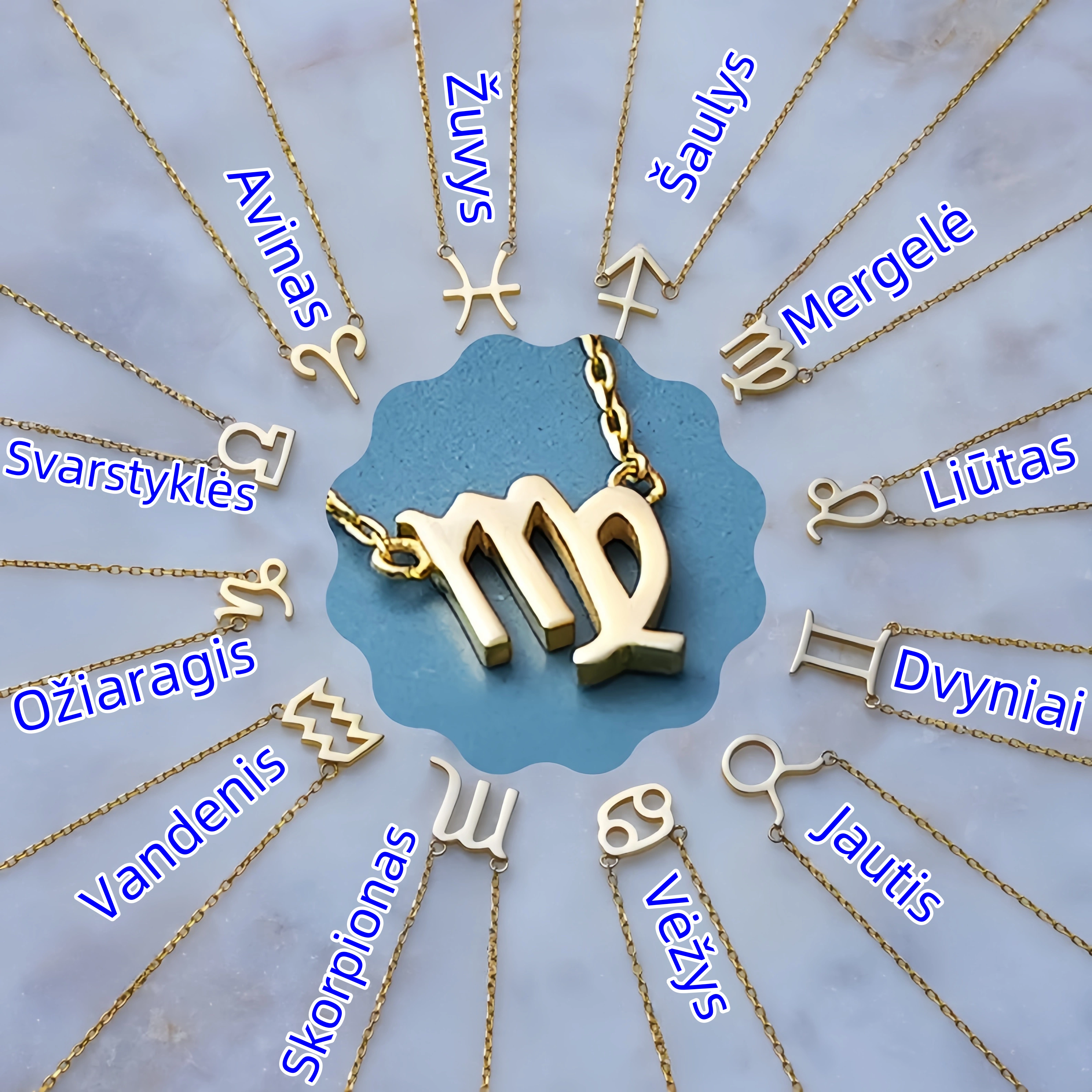 50% nuolaida visoje svetainėje - 🌟🌈 Išskirtinis 18K aukso Zodiako ženklo karoliai ✨🎁 (unisex) puiki dovana mamai, žmonai, vyrui