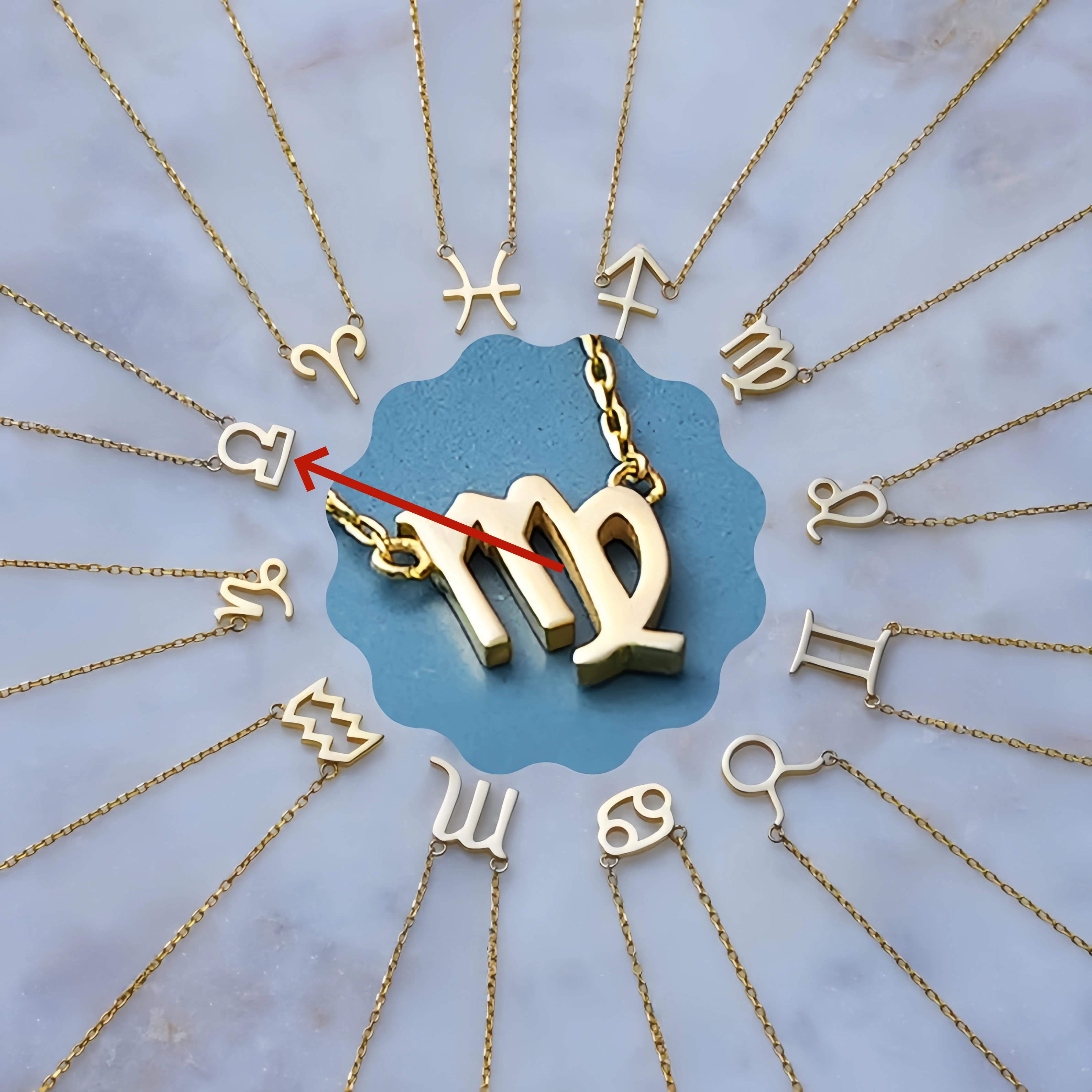 🌟🌈 Unikalus 18K aukso zodiako kaklo papuošalas su unikaliu akmeniu✨🎁 (abipusiškas)