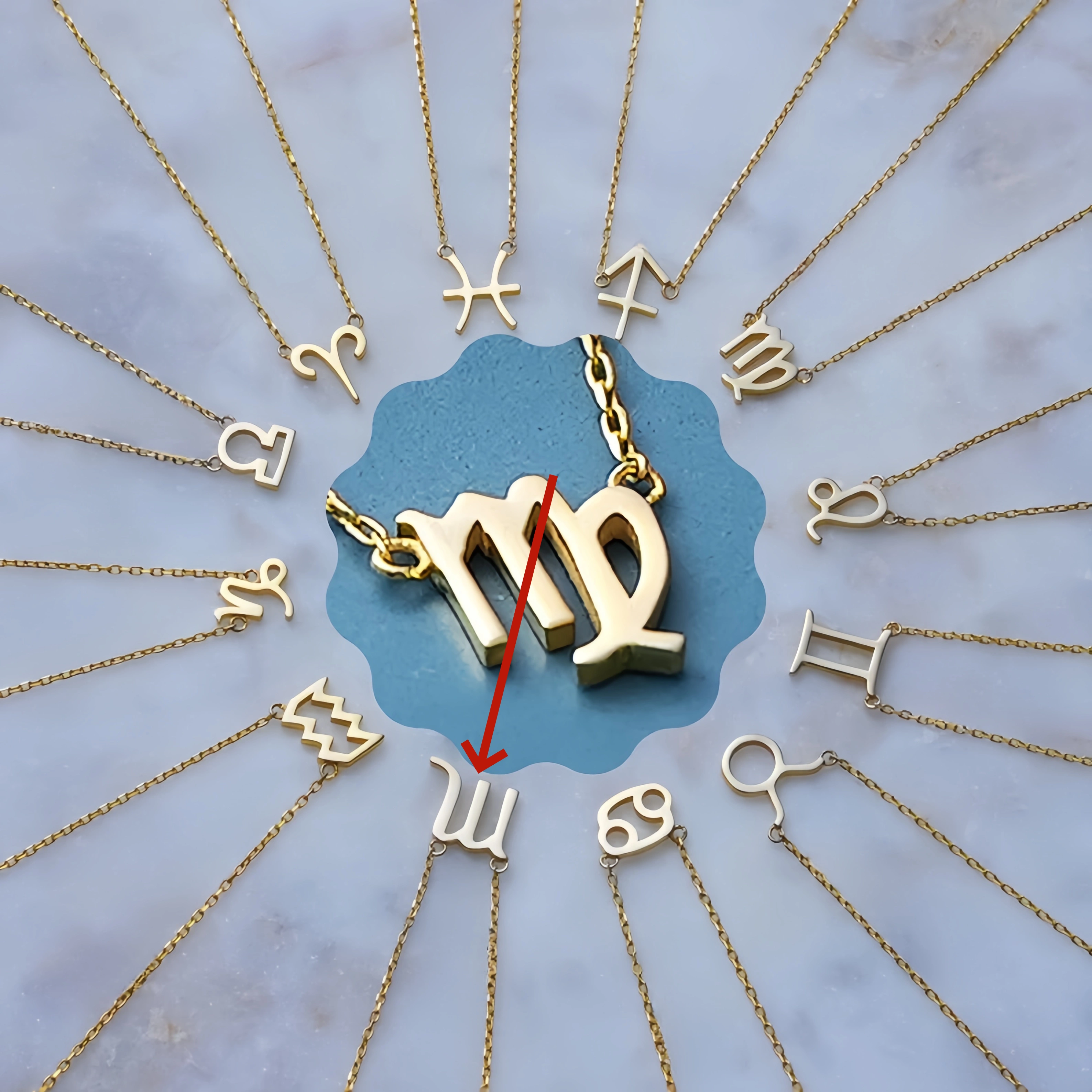 🌟🌈 Unikalus 18K aukso zodiako kaklo papuošalas su unikaliu akmeniu✨🎁 (abipusiškas)