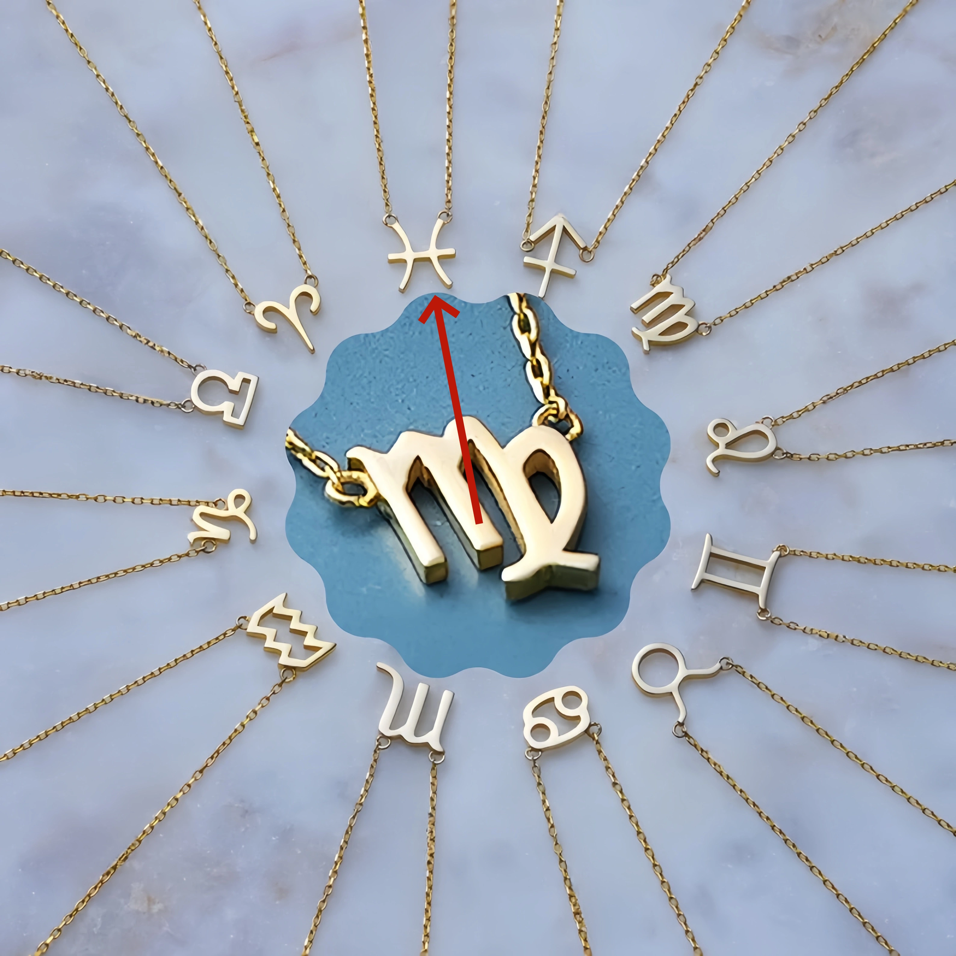 🌟🌈 Unikalus 18K aukso zodiako kaklo papuošalas su unikaliu akmeniu✨🎁 (abipusiškas)