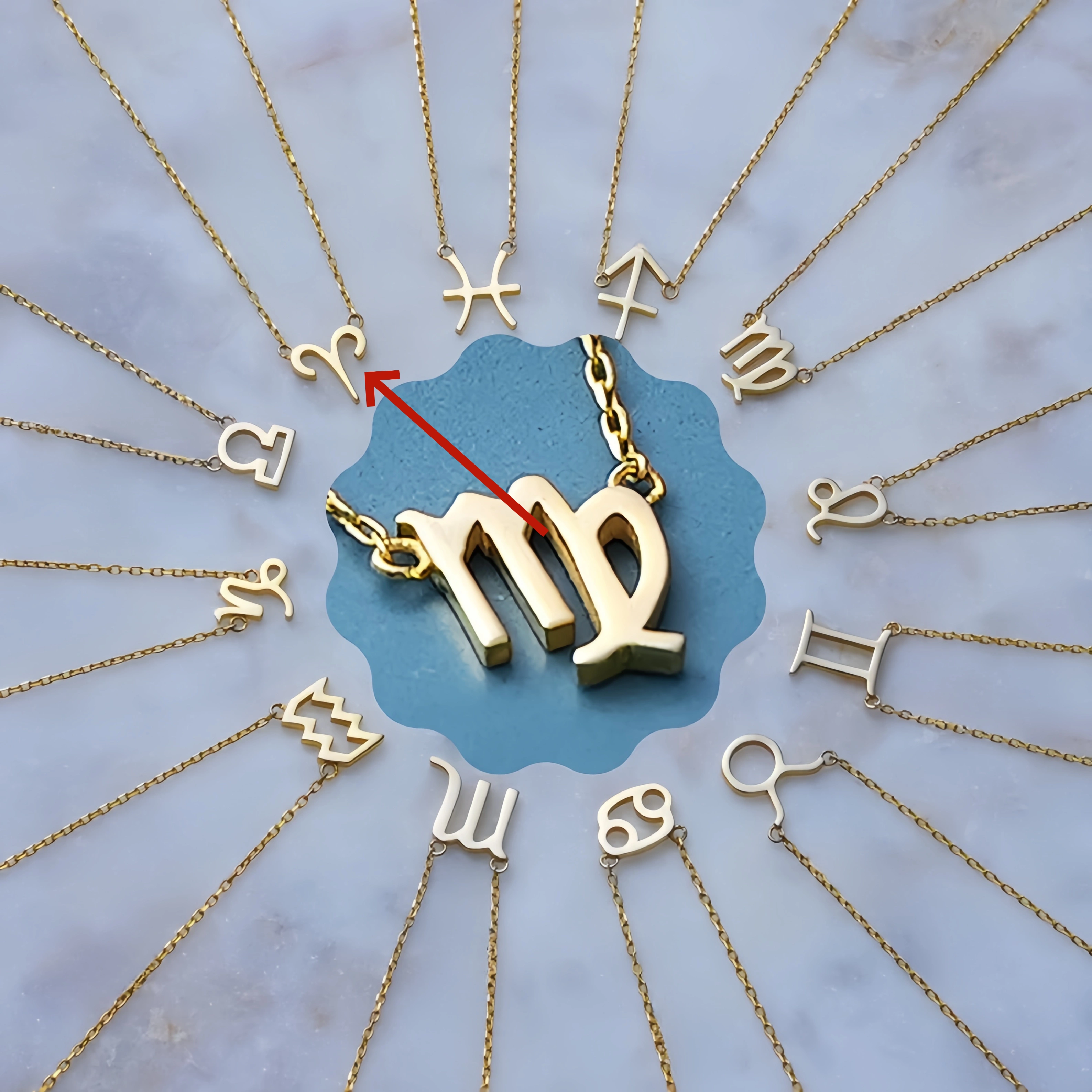 🌟🌈 Unikalus 18K aukso zodiako kaklo papuošalas su unikaliu akmeniu✨🎁 (abipusiškas)