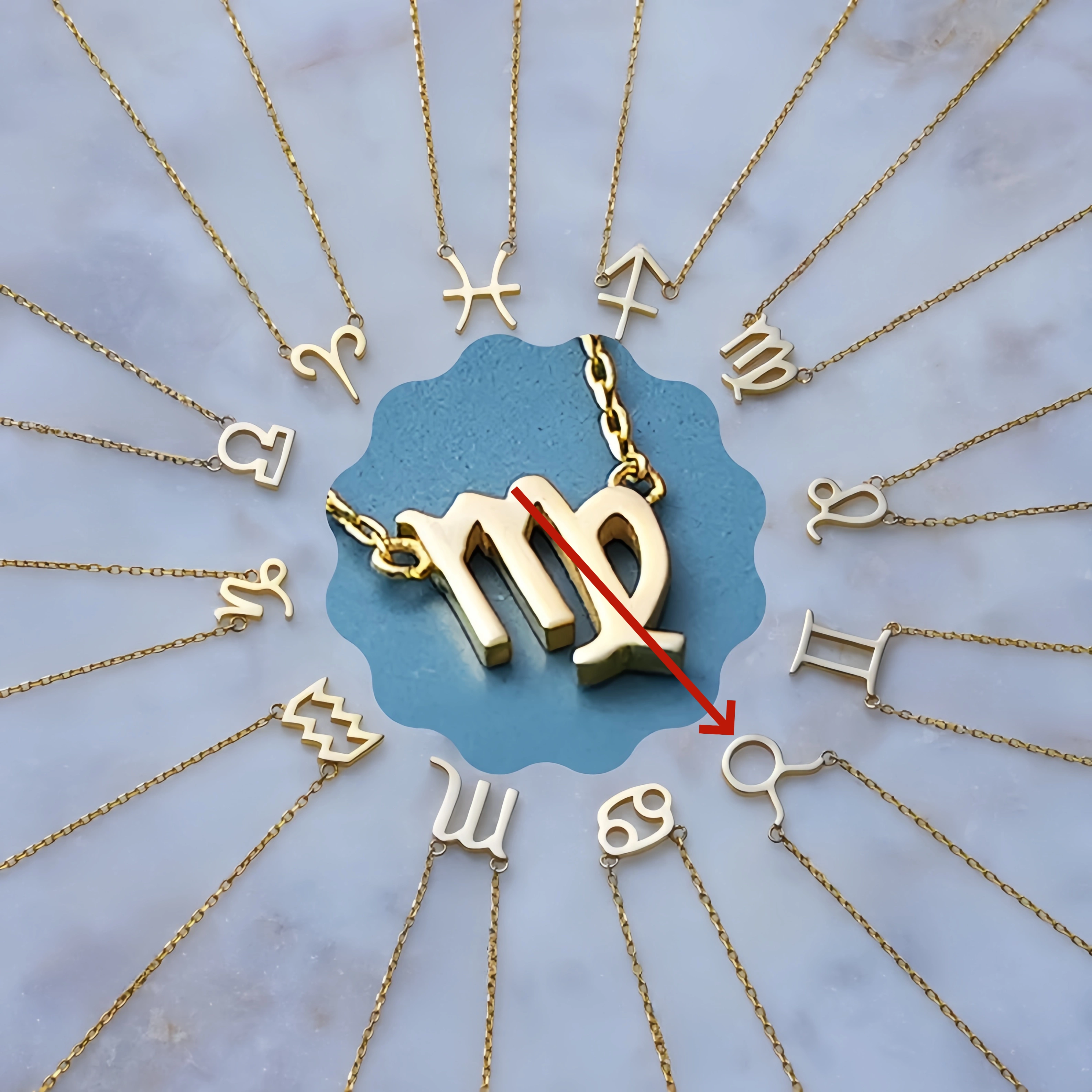 🌟🌈 Unikalus 18K aukso zodiako kaklo papuošalas su unikaliu akmeniu✨🎁 (abipusiškas)