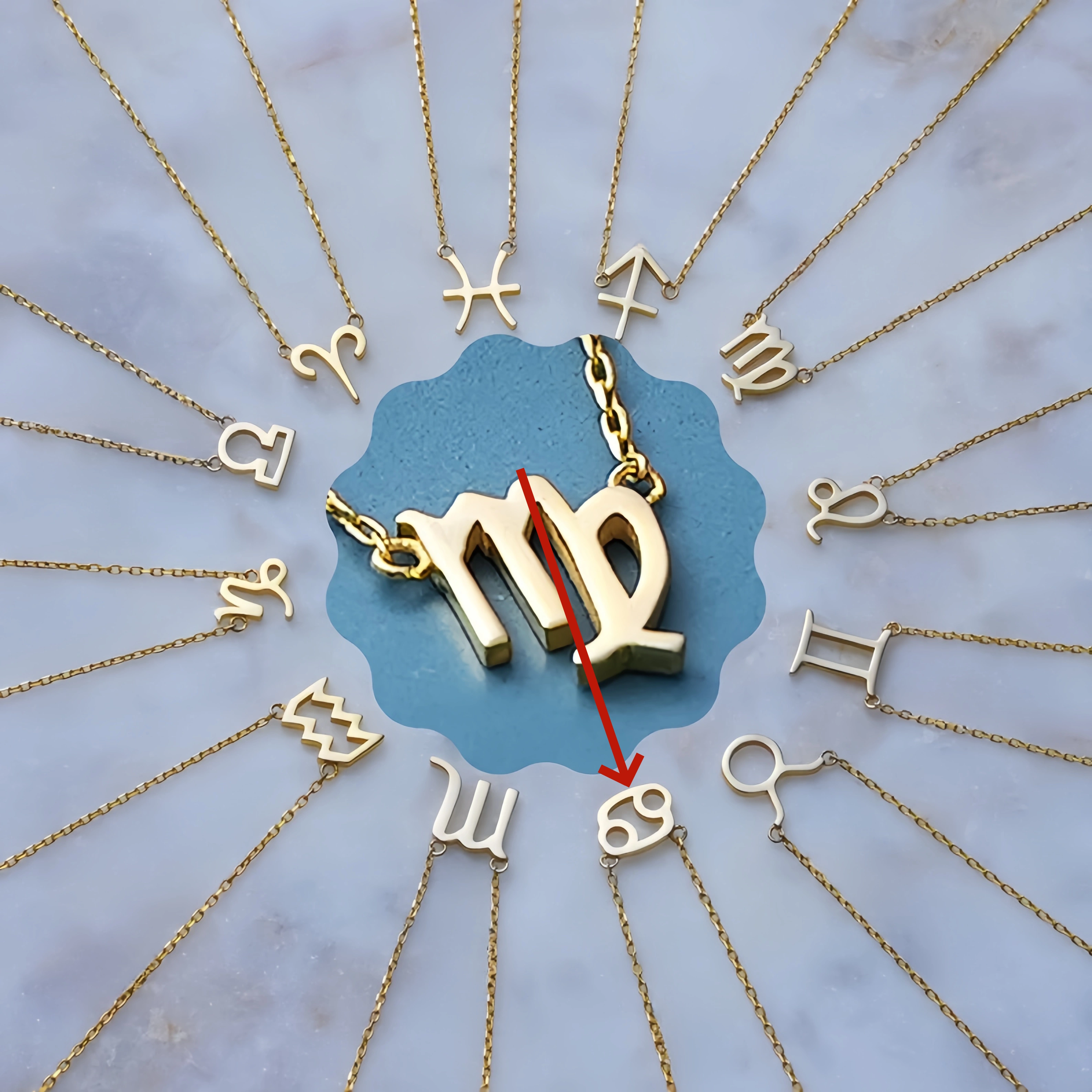 🌟🌈 Unikalus 18K aukso zodiako kaklo papuošalas su unikaliu akmeniu✨🎁 (abipusiškas)
