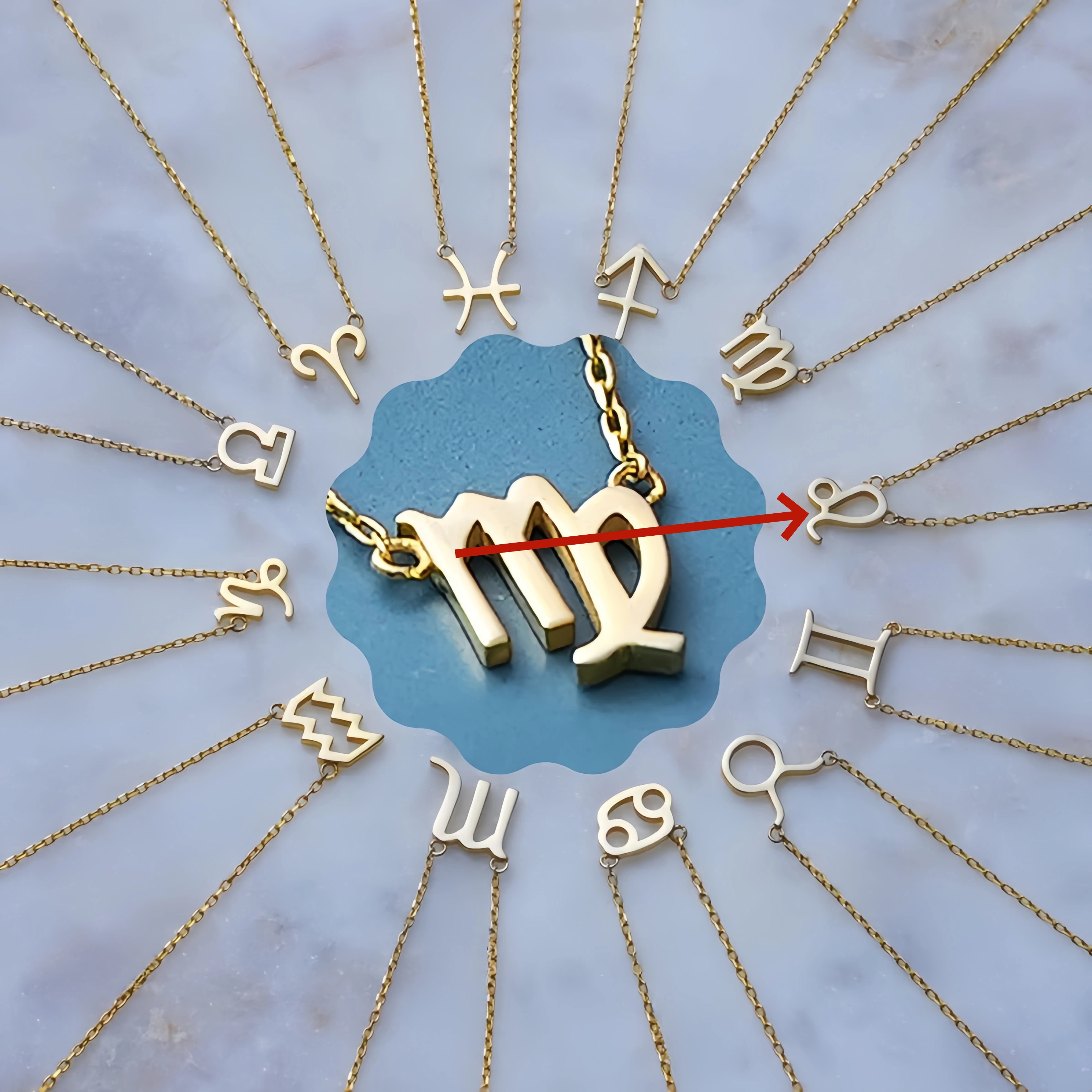 🌟🌈 Unikalus 18K aukso zodiako kaklo papuošalas su unikaliu akmeniu✨🎁 (abipusiškas)