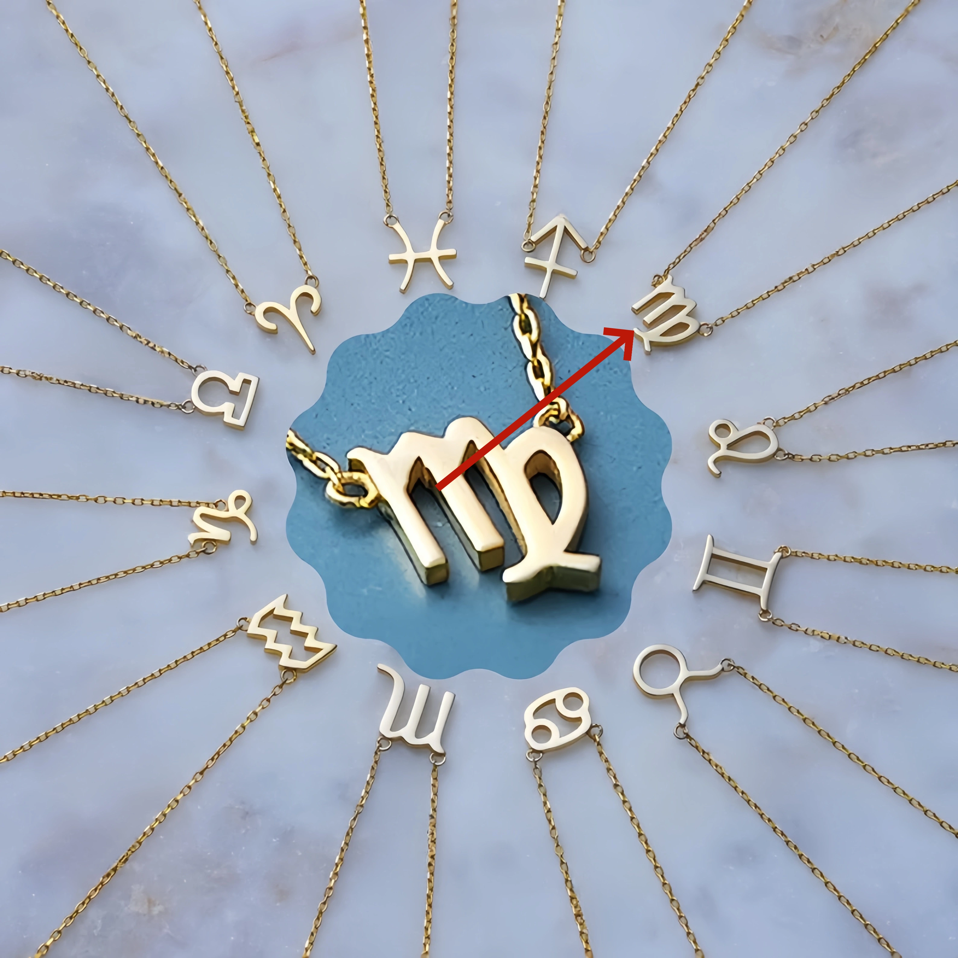 🌟🌈 Unikalus 18K aukso zodiako kaklo papuošalas su unikaliu akmeniu✨🎁 (abipusiškas)