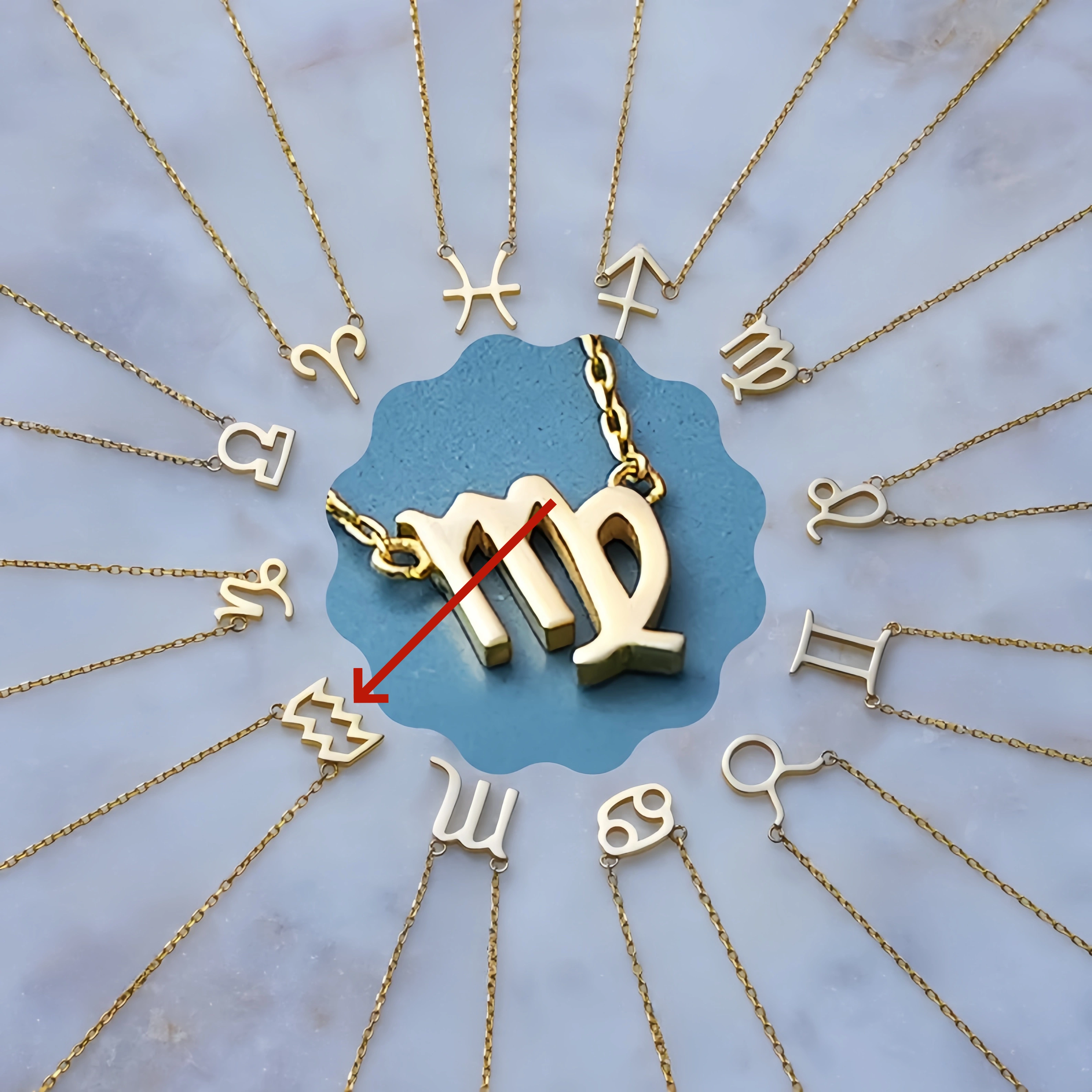 🌟🌈 Unikalus 18K aukso zodiako kaklo papuošalas su unikaliu akmeniu✨🎁 (abipusiškas)