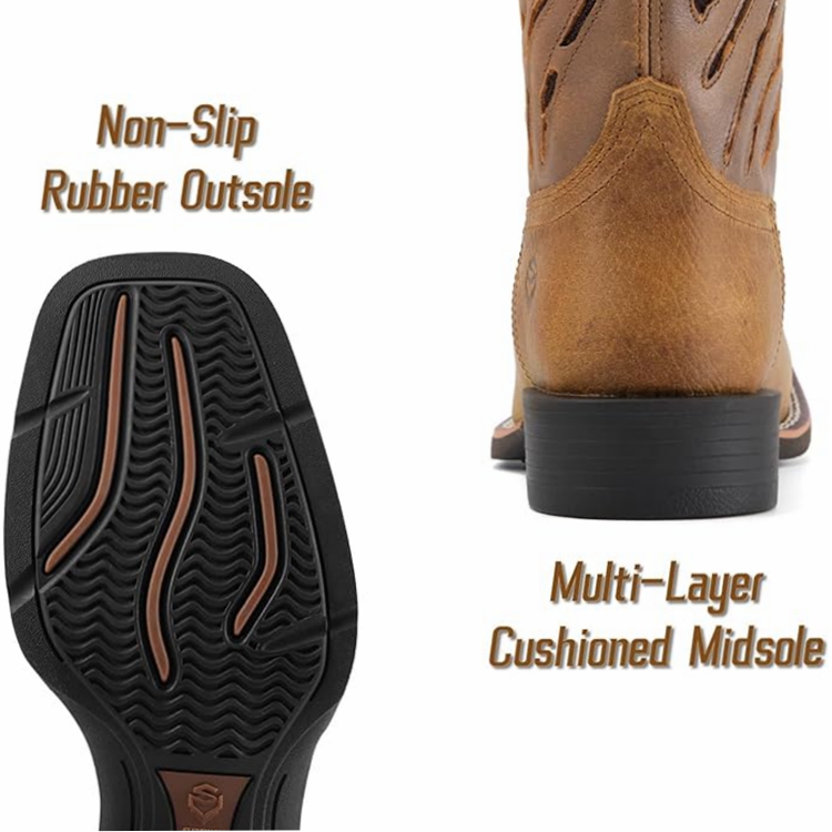 SUREWAY Cowboy Work Boots Casual Western Boots 
