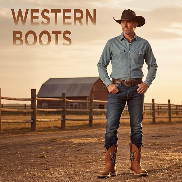 Sureway Men's 10-inch Pull On Leather Western Boots