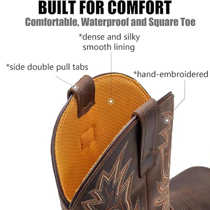 Sureway 10“ Western Cowboy Boots for Men Soft Toe 1001 brown