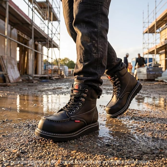 Sureway Men's Moc Toe Work Boots 601-Black