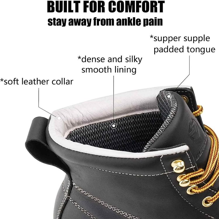 Sureway Men's 6-inch Moc Toe Work Boots 603-Black