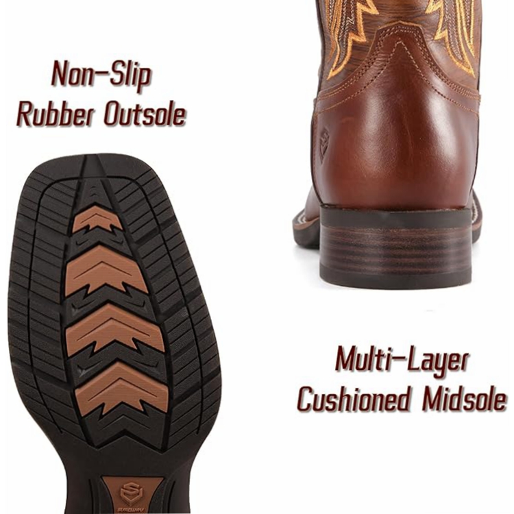 SUREWAY Men's  Cowboy Work Boots Casual Western Boots 