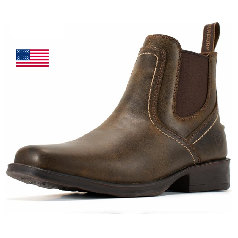 Sureway Men's Imported Leather Slip On Casual Chelsea Boots 608