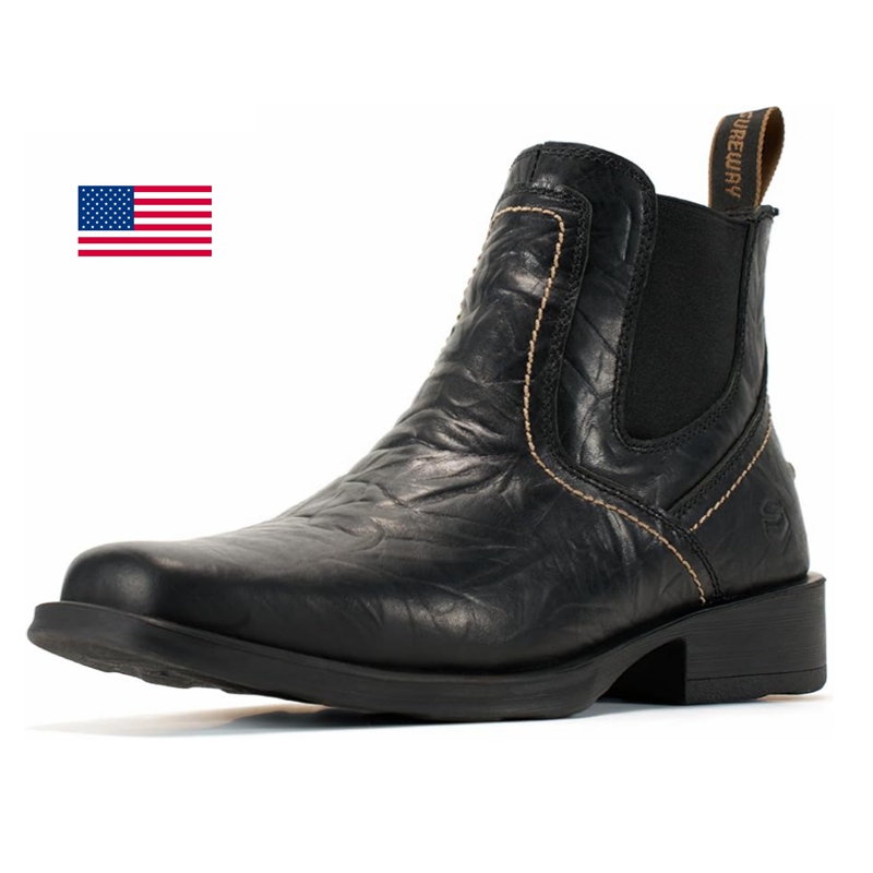 Sureway Men's Imported Leather Slip On Casual Chelsea Boots 608