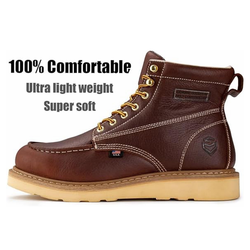SUREWAY 6” Wedge Moc Toe Work Boots for Men