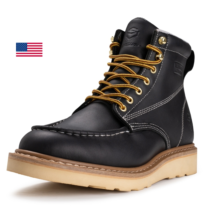 Sureway Men's 6-inch Moc Toe Work Boots 603-Black
