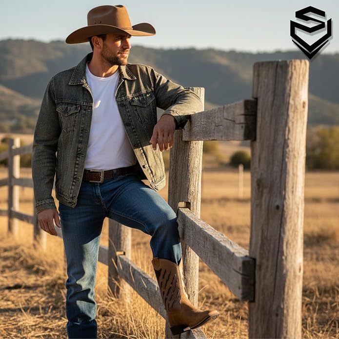 SUREWAY Cowboy Work Boots Casual Western Boots 