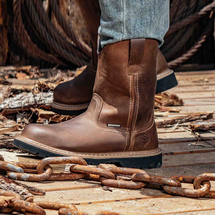 Sureway Men's 10-inch Waterproof Steel-Toe Wellington Work Boots 65102 