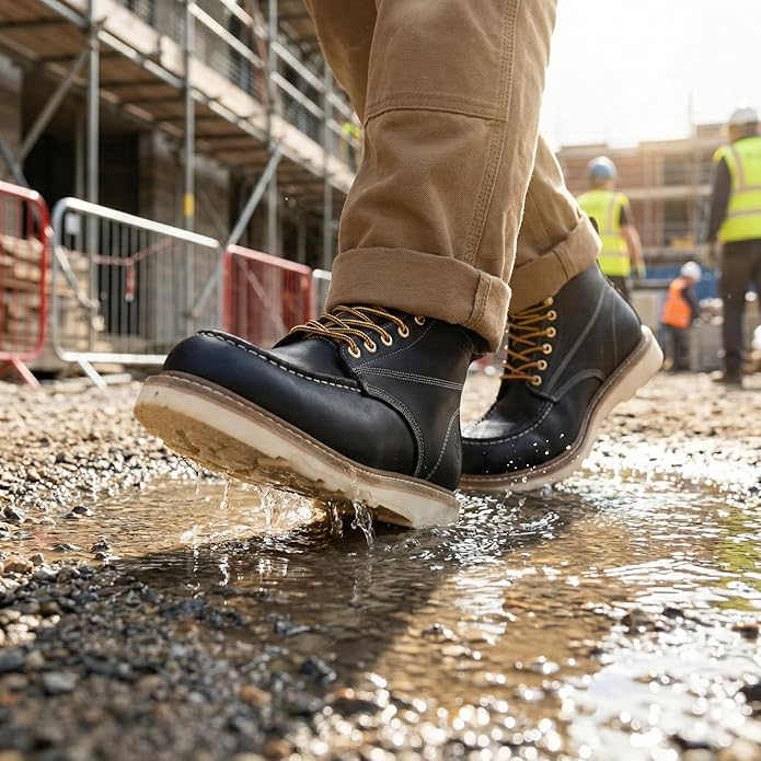 Sureway Men's 6-inch Moc Toe Work Boots 603-Black