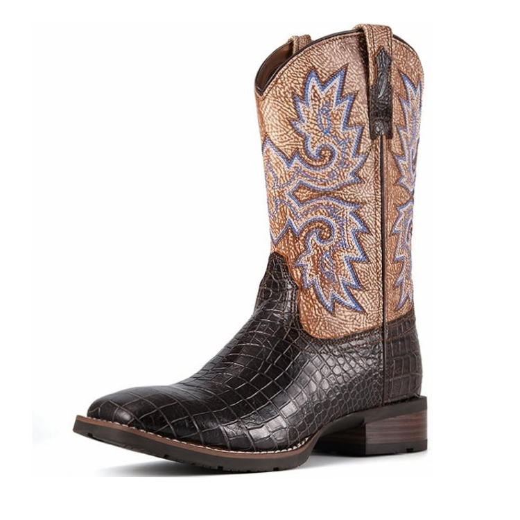 Sureway Men's Western Cowboy Boots Square Toe work boots 