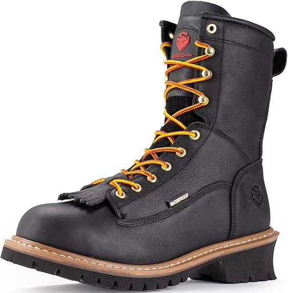 Sureway Men's 8-inch Steel Toe Waterproof Logger Boots 1020- Dark Brown