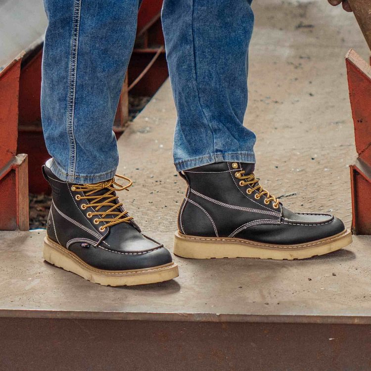 Sureway Men's 6-inch Moc Toe Work Boots 603-Black