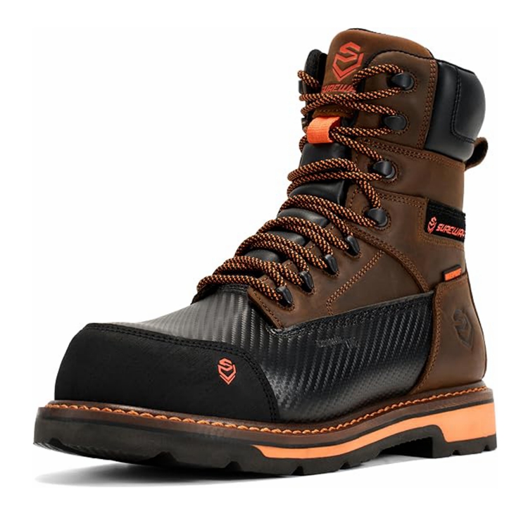 SUREWAY Men's 8 Inch Waterproof Composite Toe Leather Work Boots