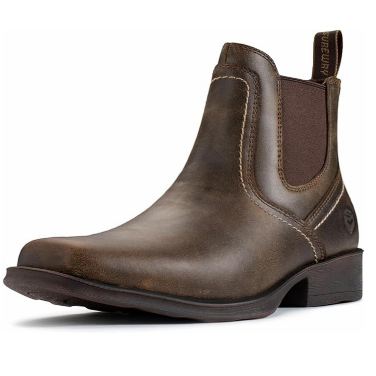 Sureway Men's Imported Leather Slip On Casual Chelsea Boots 608