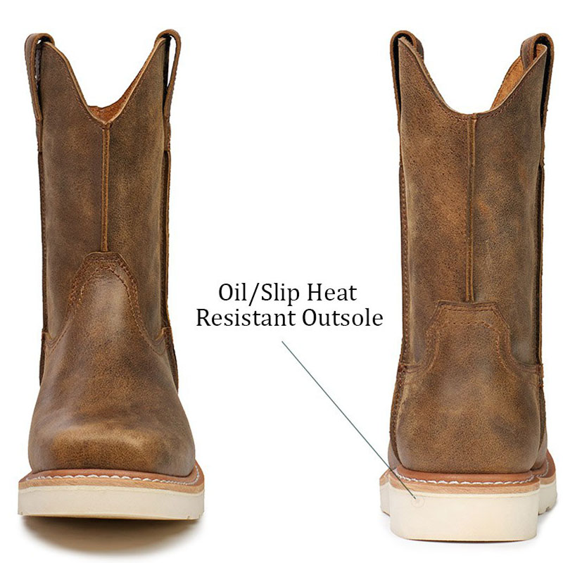 SUREWAY Cowboy Boots US 10.5 Mens Square Toe Work Boot Pull On Leather Western Amazon.com | SUREWAY Cowboy Boots For Men - Mens Square Toe  main image 4