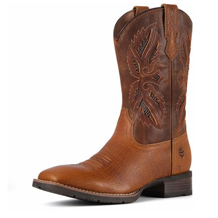 SUREWAY  Casual Western Boots Square Toe Cowboy Boots for men