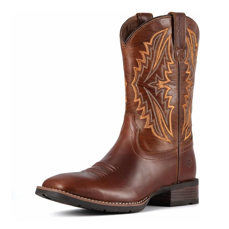 cowboy boots for men Men's Western Boots-Soft Toe Square Toe