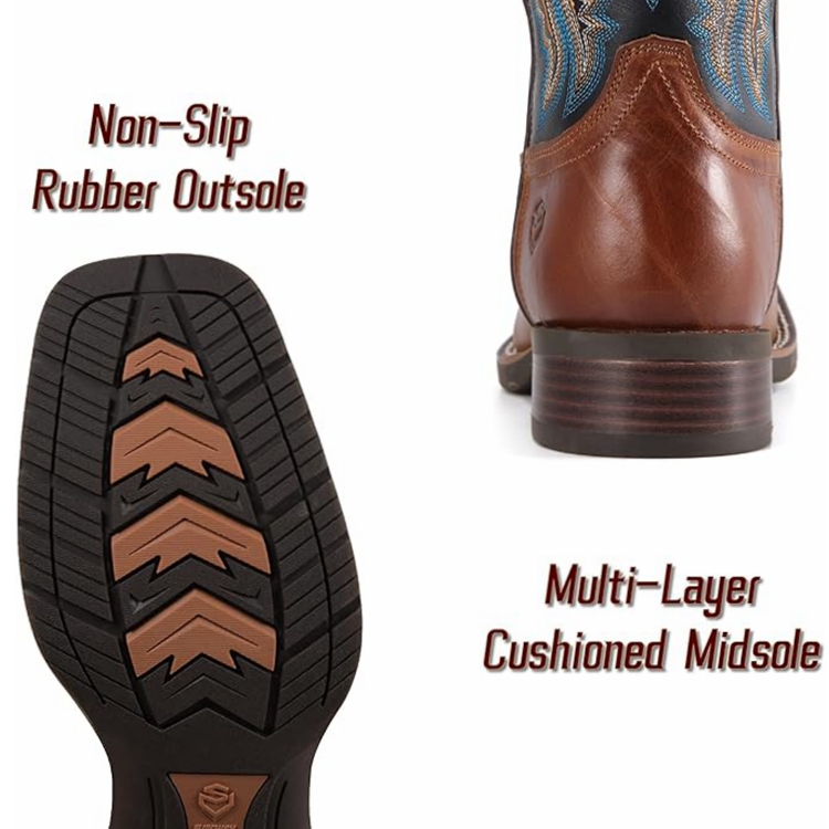 SUREWAY Western Boots  Men’s Square Toe Work Boot