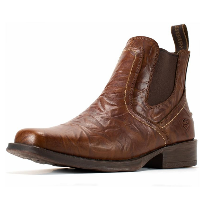 Sureway Men's Imported Leather Slip On Casual Chelsea Boots 608