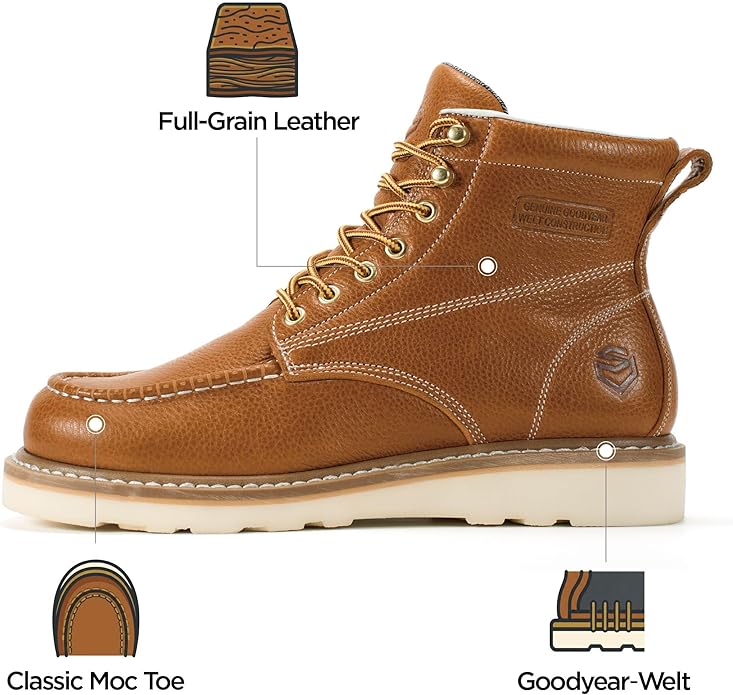 Sureway Men's 6-inch Safety Toe Work Boots 603 - Brown