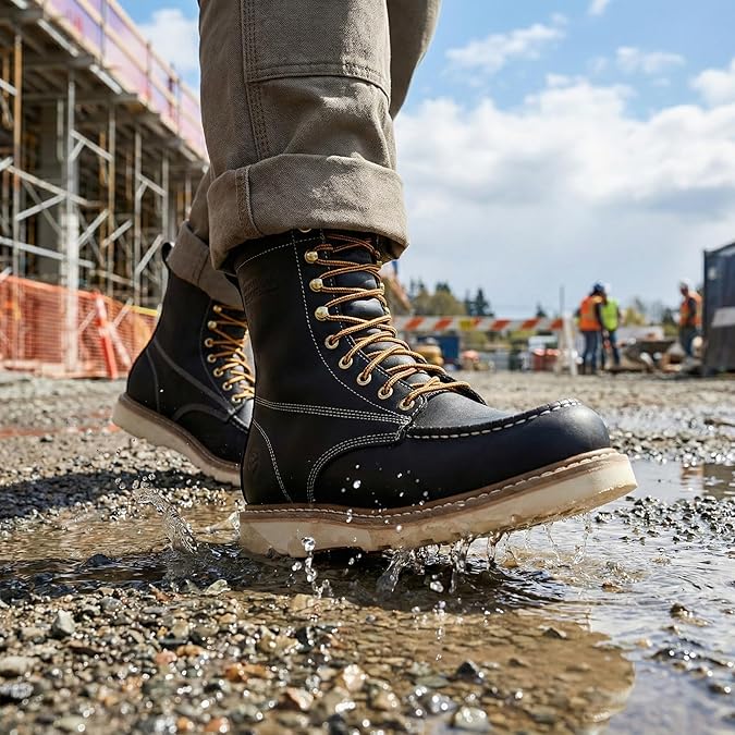 Sureway Men's 8-inch Soft Toe Waterproof Lightweight Work Boots 803 - Black