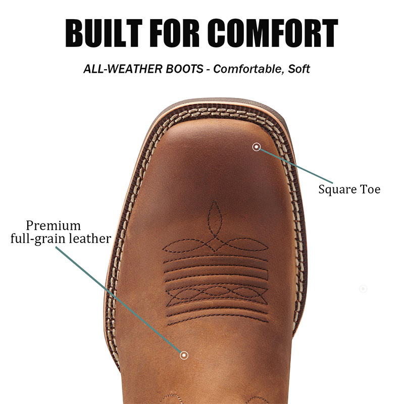  SUREWAY Casual Western Boots Soft Toe Square Toe Cowboy Work Boots for Men