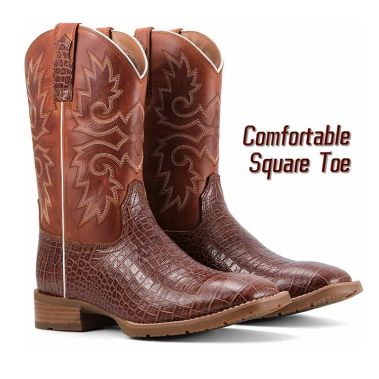 Sureway Men's Western Cowboy Boots Square Toe work boots 